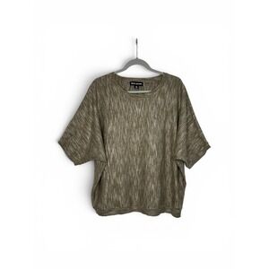 DKNY Jeans Women's L  Olive Green Metallic Knit Oversized Dolman Sleeve Top